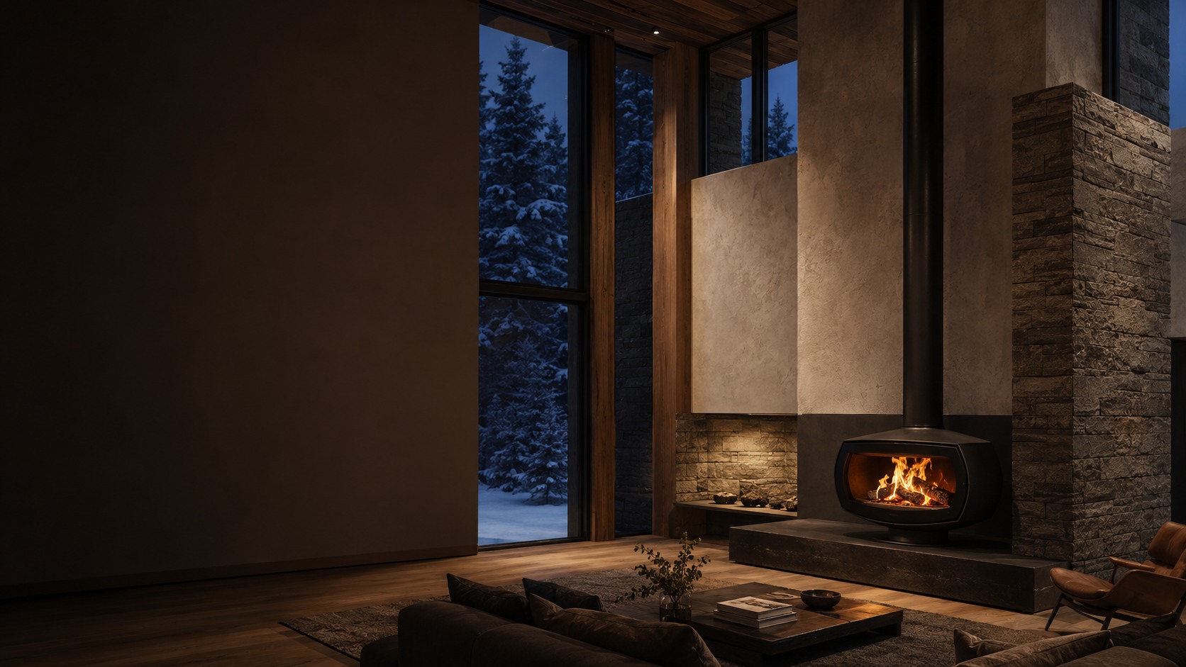 Fireplace within a contemporary Canadian home