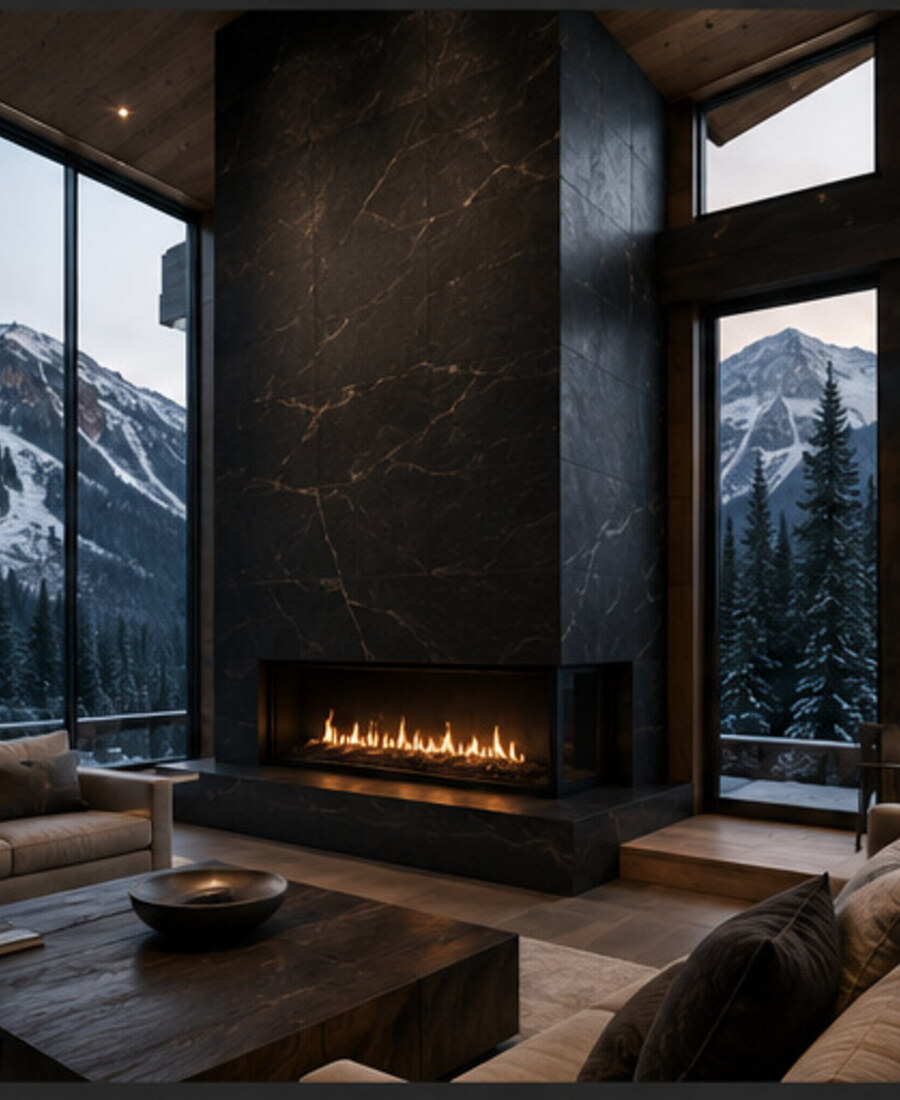 Corner 850 two-sided fireplace